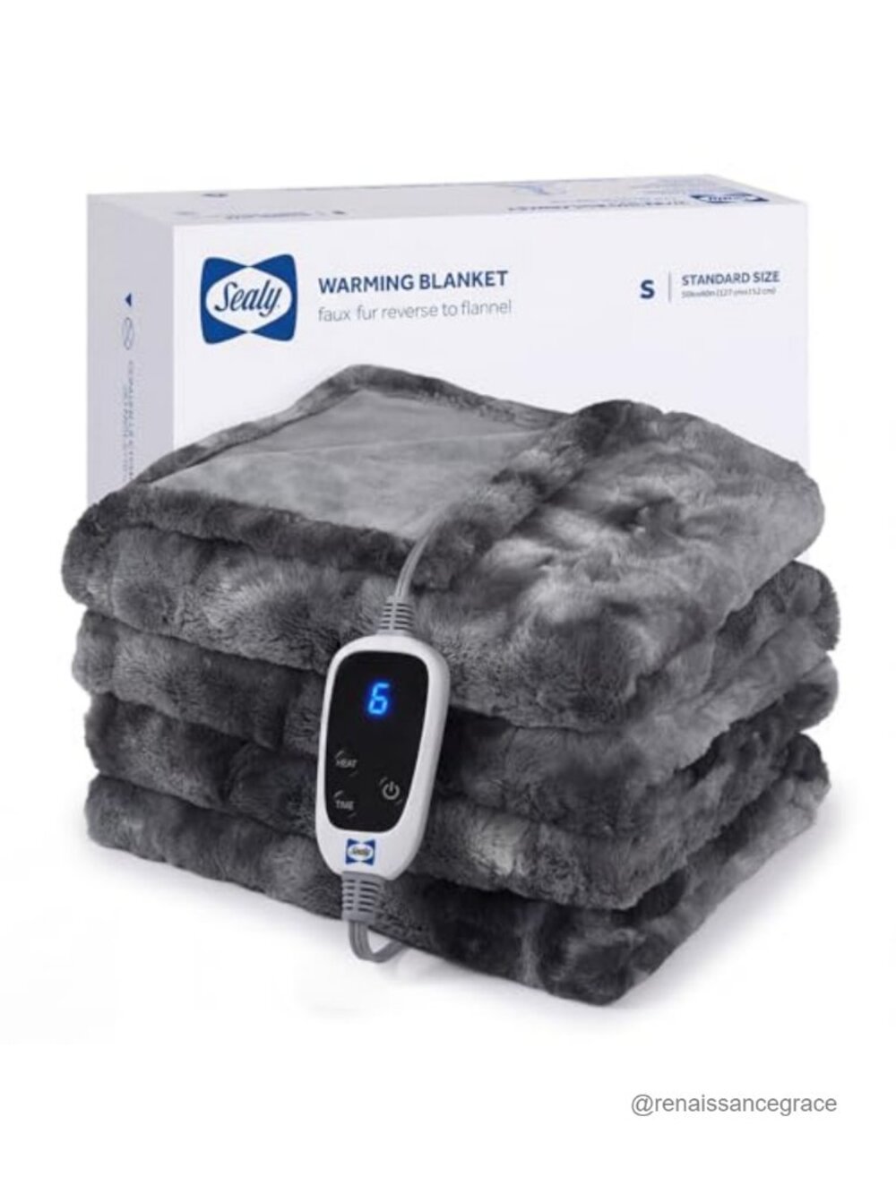 Faux Fur Electric Heated Throw 50x60 6 Heat Settings Machine Washable